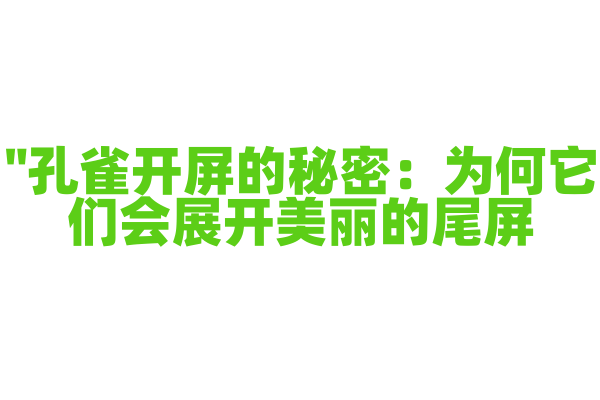 "孔雀开屏的秘密：为何它们会展开美丽的尾屏？"